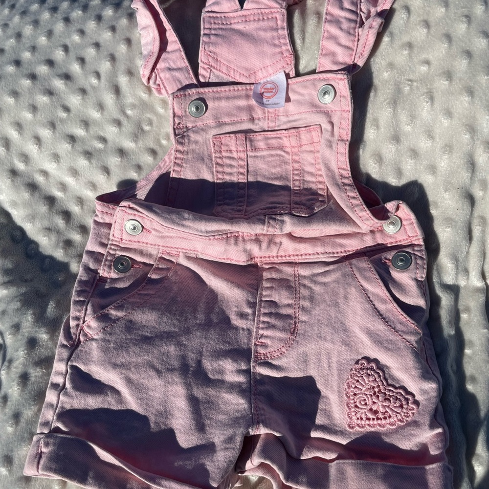 Wonder Nation Pink Kids Overalls with Heart Detail